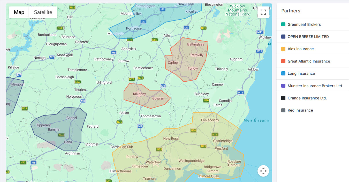 Partner coverage areas